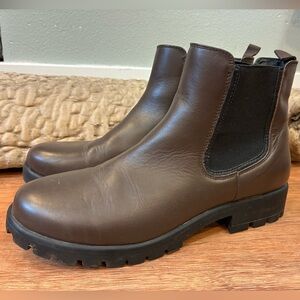 Women's Wide Width Leather Chelsea Boots Brown Classic Comfort 11W